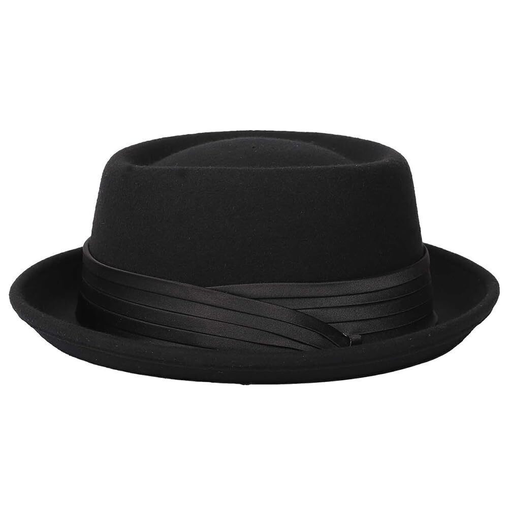 3191 Wool Felt Short Brim Pork Pie Bowler Heisenberg Hat with Wide